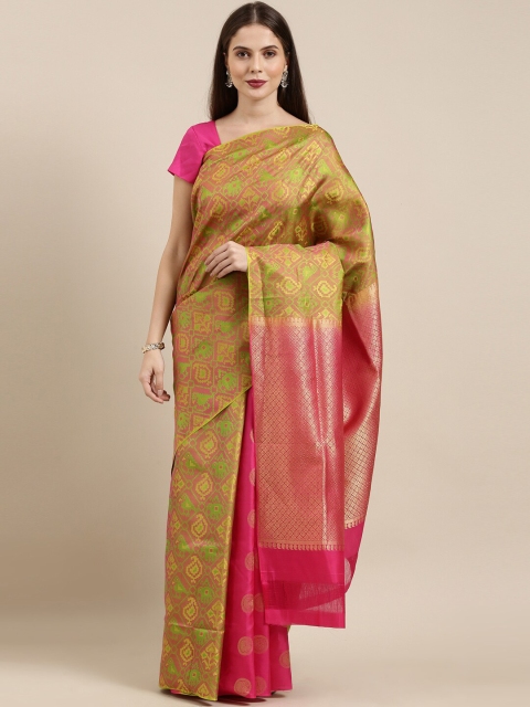 

The Chennai Silks Brown & Green Woven Design Pure Silk Kanjeevaram Saree
