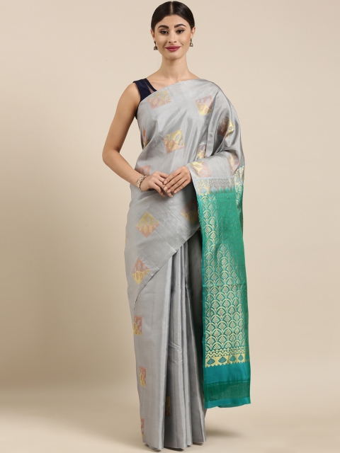 

The Chennai Silks Grey & Green Pure Silk Kanjeevaram Saree