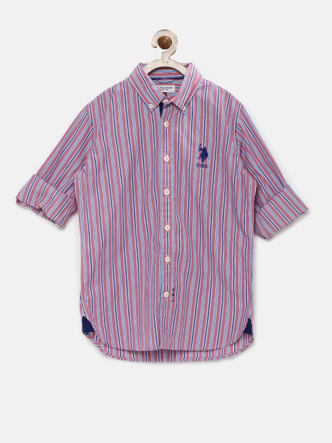 

U.S. Polo Assn. Kids Boys Pink Striped Casual Shirt