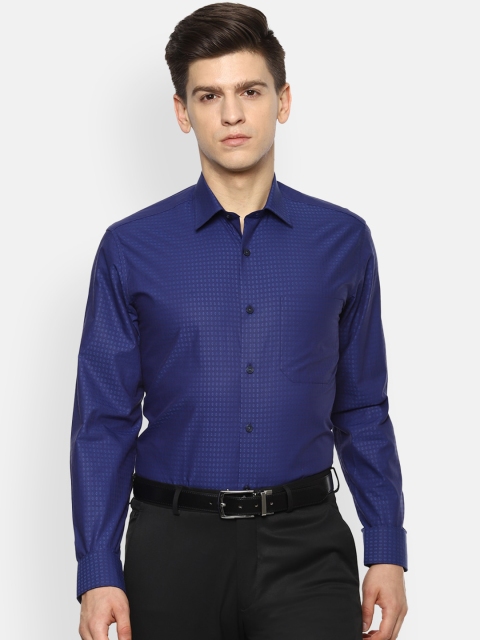 

Louis Philippe Men Blue Self Design Slim Fit Formal Shirt