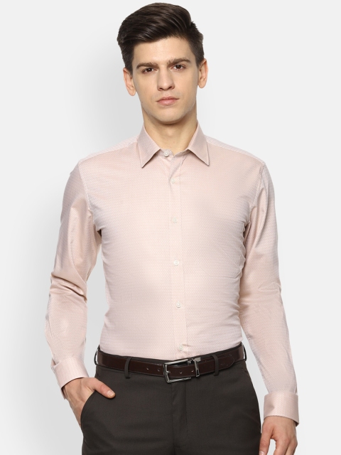 

Louis Philippe Men Beige Textured Slim Fit Cotton Formal Shirt