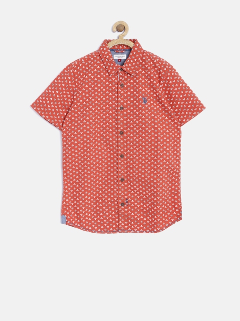 

U.S. Polo Assn. Kids Boys Rust Orange Printed Shirt