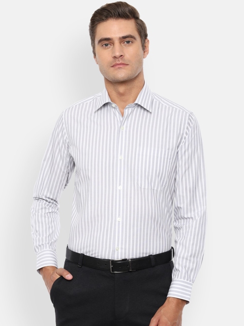 

Louis Philippe Men Grey Slim Fit Striped Pure Cotton Formal Shirt