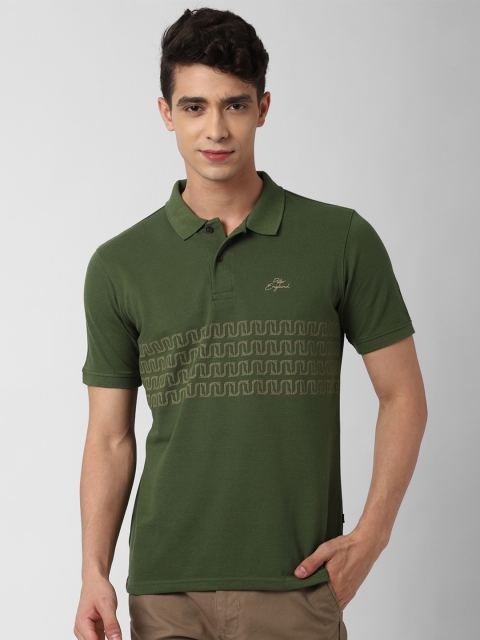 

Peter England Casuals Men Olive Green Printed Polo Collar T-shirt