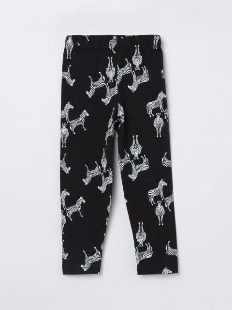 

max Girls Black & White Zebra Printed Ankle-Length Leggings