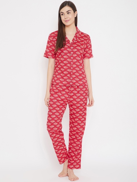 

Austin wood Women Red & White Printed Night suit