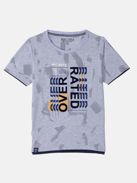 

Monte Carlo Boys Grey Typography Printed T-shirt