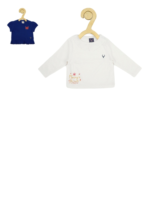 

Allen Solly Junior Girls Pack Of 2 Printed Applique Pure Cotton T-shirt, White