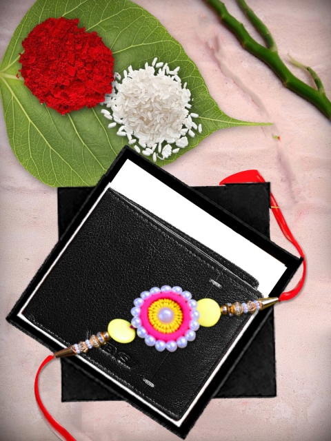 

ABYS Black Leather Wallet and Rakhi Gift Set