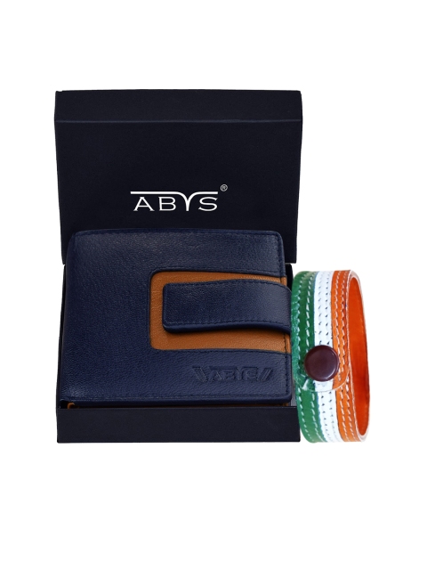 

ABYS Blue Leather Wallet & Wrist Bands Gift Set