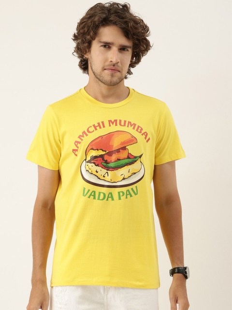 

QUANCIOUS Men Yellow Graphic Printed Sustainable T-shirt