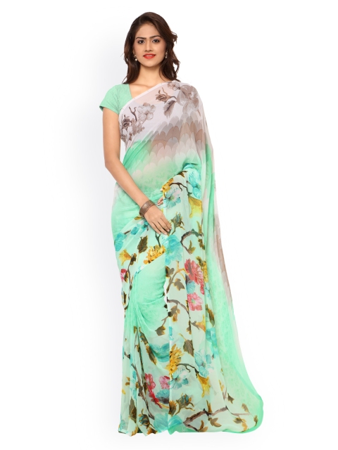 

Ligalz Green Floral Print Georgette Saree