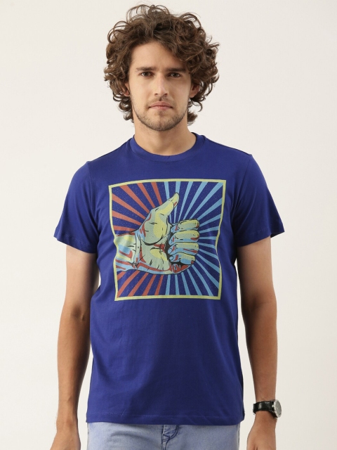 

QUANCIOUS Men Blue Graphic Printed Organic Cotton Sustainable T-shirt