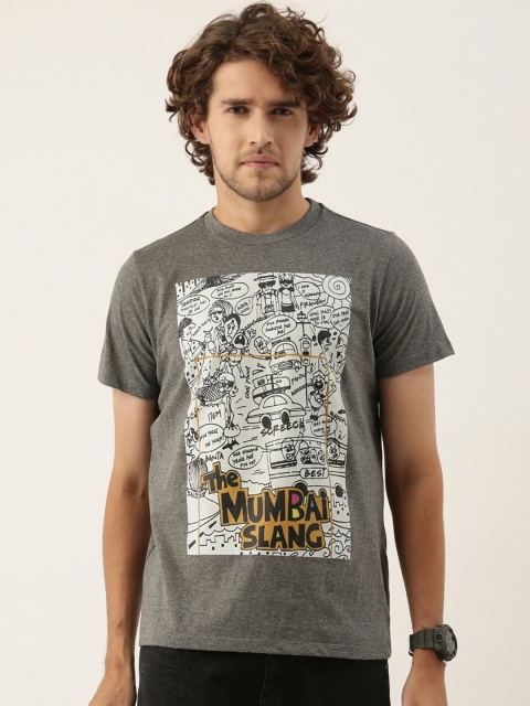 

QUANCIOUS Men Charcoal Grey Printed Organic Cotton Sustainable T-shirt