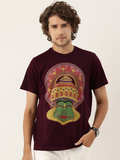 

QUANCIOUS Men Maroon Graphic Printed Sustainable T-shirt