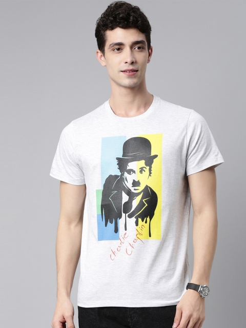 

QUANCIOUS Men Grey Melange Organic Cotton Graphic Printed Sustainable T-shirt