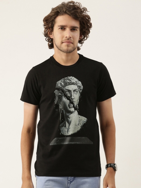 

QUANCIOUS Men Black Graphic Printed Organic Cotton Sustainable T-shirt