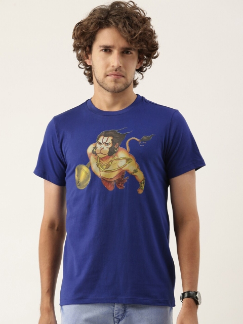 

QUANCIOUS Men Blue Printed Sustainable T-shirt