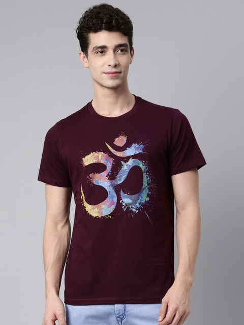 

QUANCIOUS Men Maroon Typography Printed Organic Cotton Sustainable T-shirt