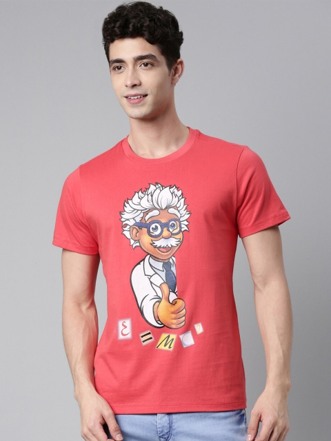 

QUANCIOUS Men Coral Printed Raw Edge Sustainable T-shirt