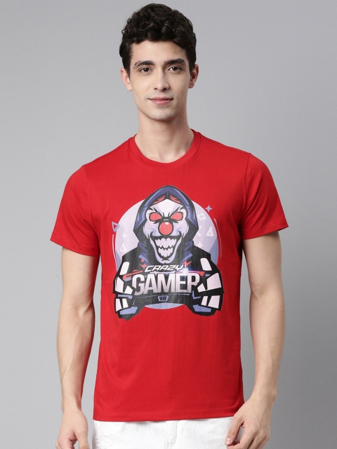 

QUANCIOUS Men Red Organic Cotton Graphic Printed Sustainable T-shirt