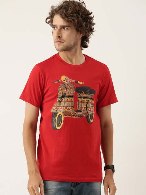 

QUANCIOUS Men Red Printed Sustainable T-shirt
