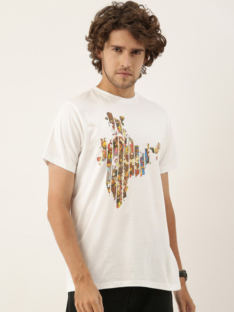 

QUANCIOUS Men White Printed Organic Cotton Sustainable T-shirt