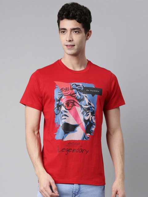 

QUANCIOUS Men Red Printed Sustainable T-shirt