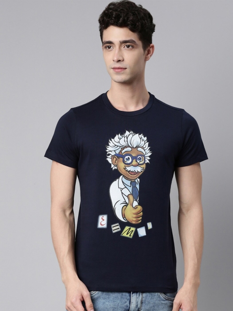

QUANCIOUS Men Navy Blue Printed Organic Cotton Sustainable T-shirt