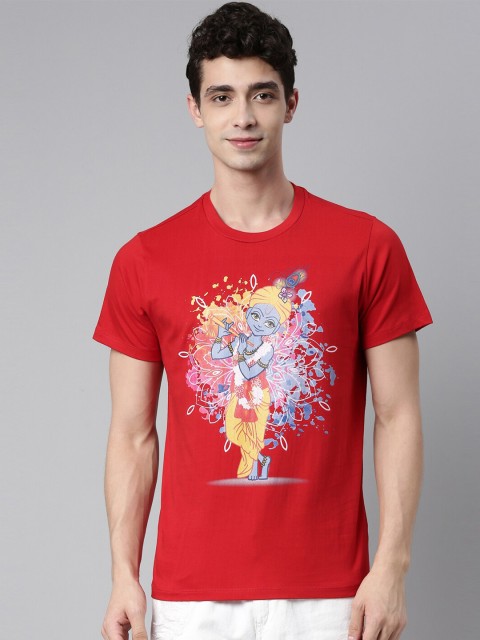

QUANCIOUS Men Red Organic Cotton Graphic Printed Sustainable T-shirt