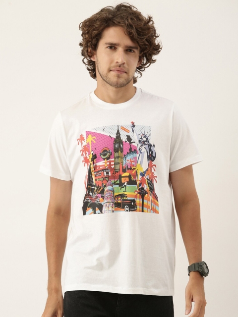 

QUANCIOUS Men White Printed Sustainable T-shirt
