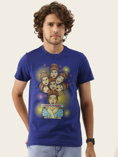 

QUANCIOUS Men Blue Graphic Printed Sustainable T-shirt