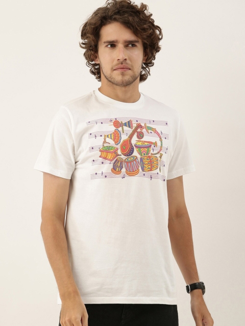 

QUANCIOUS Men White Printed Sustainable T-shirt