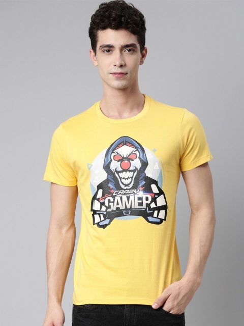 

QUANCIOUS Men Mustard Yellow Organic Cotton Graphic Printed Sustainable T-shirt