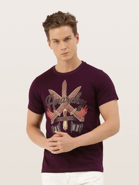 

QUANCIOUS Men Maroon Typography Printed Organic Cotton Sustainable T-shirt