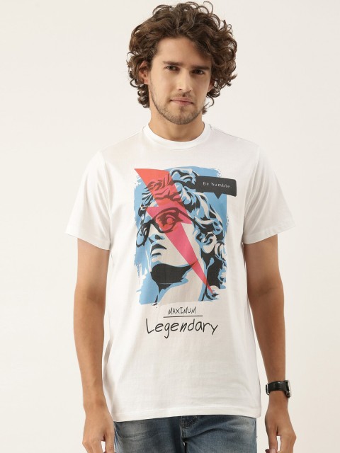 

QUANCIOUS Men White Printed Sustainable T-shirt