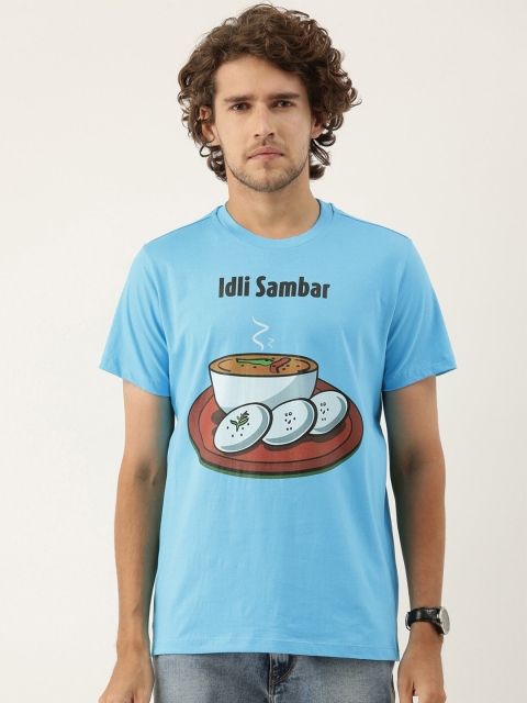 

QUANCIOUS Men Blue Printed Organic Cotton Sustainable T-shirt