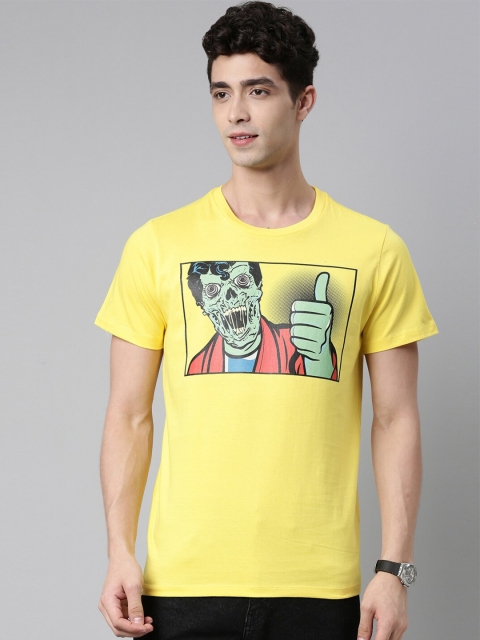 

QUANCIOUS Men Yellow Printed Sustainable T-shirt