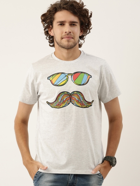 

QUANCIOUS Men Grey Melange Printed Organic Cotton Sustainable T-shirt