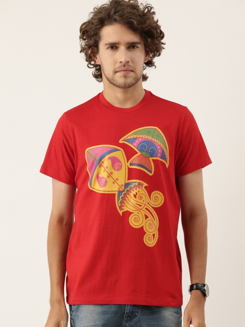 

QUANCIOUS Men Red Organic Cotton Graphic Printed Sustainable T-shirt