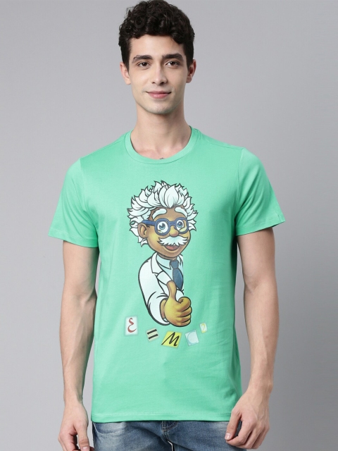 

QUANCIOUS Men Green & White Graphic Printed Organic Cotton Sustainable T-shirt