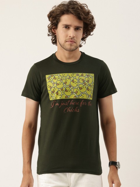 

QUANCIOUS Men Green Printed Organic Cotton Sustainable T-shirt