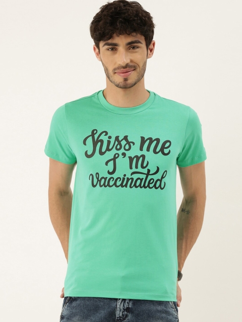 

QUANCIOUS Men Green & Black Organic Cotton Typography Printed Sustainable T-shirt