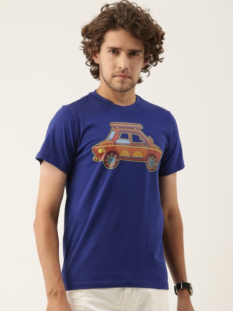 

QUANCIOUS Men Blue Organic Cotton Graphic Printed Sustainable T-shirt