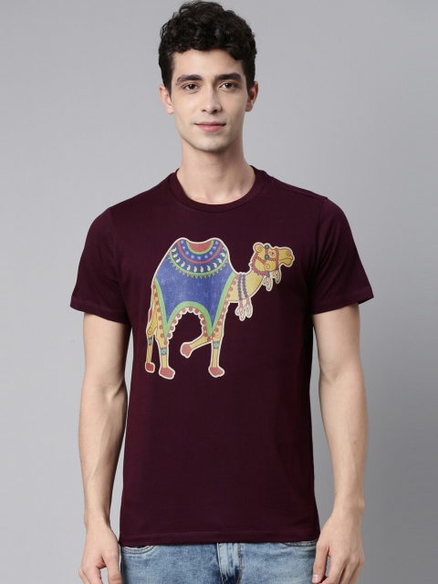 

QUANCIOUS Men Maroon Graphic Printed Organic Cotton Sustainable T-shirt