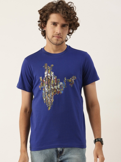 

QUANCIOUS Men Blue Organic Cotton Graphic Printed Sustainable T-shirt
