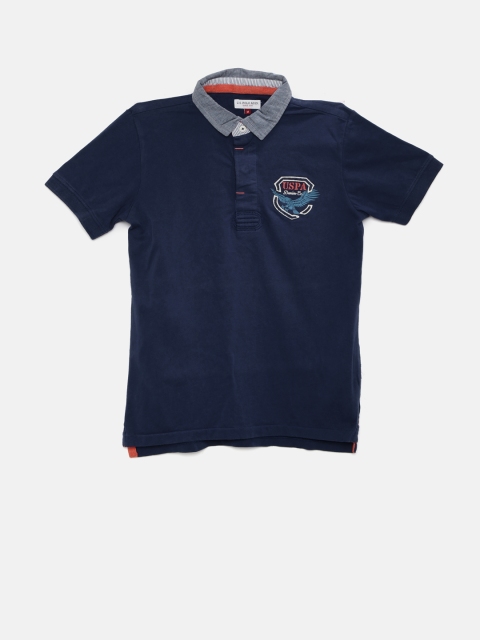 

U.S. Polo Assn. Kids Boys Navy Blue Polo Pure Cotton T-shirt