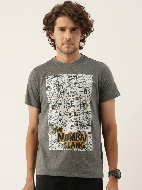 

QUANCIOUS Men Charcoal Grey Printed Organic Cotton Sustainable T-shirt