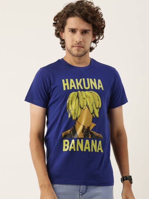 

QUANCIOUS Men Blue Printed Sustainable T-shirt