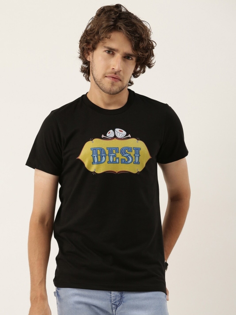 

QUANCIOUS Men Black Typography Printed Organic Cotton Sustainable T-shirt